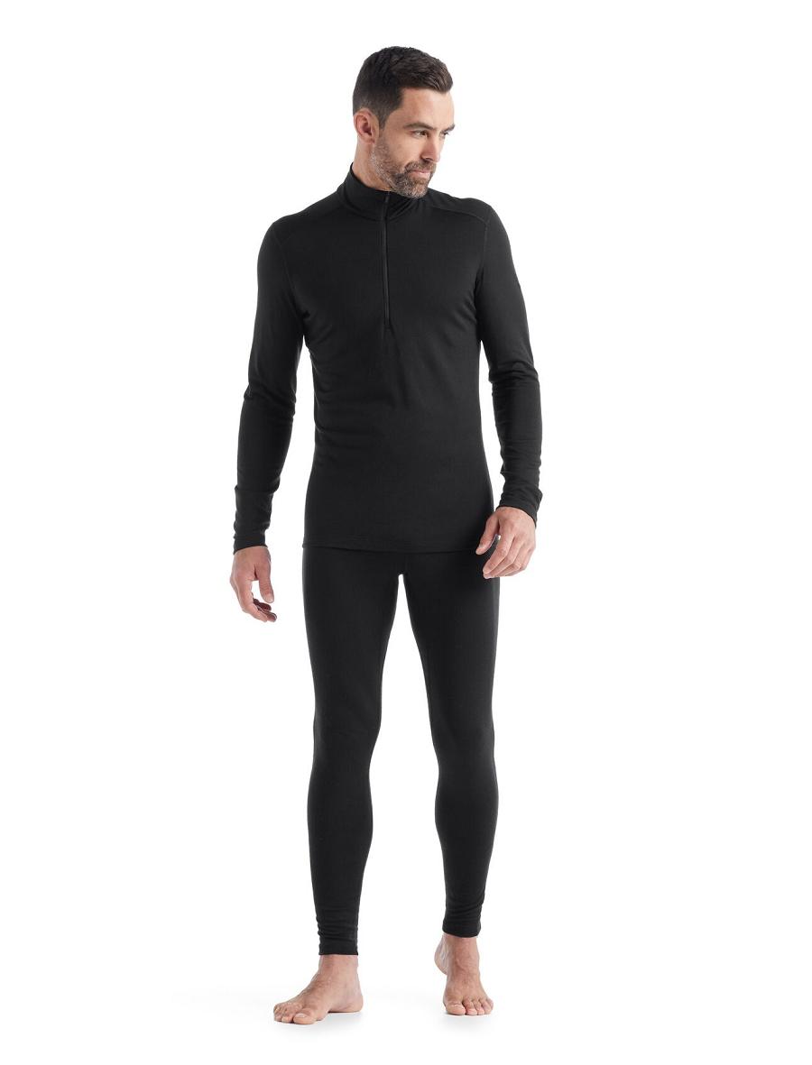 Black Icebreaker Merino 200 Oasis Long Sleeve Half Zip Thermal Top Men's Base Layers | AU 1361UZGT